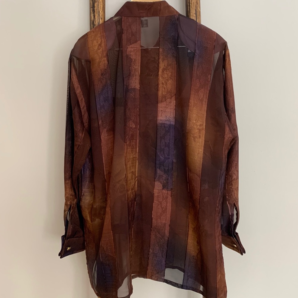 UNAVAILABLE Vintage Retro TRU Sheer Copper and Blue Long Shirt - Picture 3 of 5